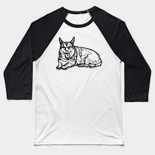 Corgi Line Drawing Tongue Out Tuesday Dog Baseball T-Shirt